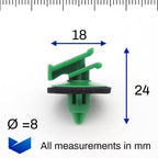 Exterior Moulding & Sideskirt Clips with Washer, Green - image 2