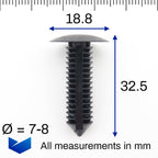 Fir Tree Clip, 7-8mm Hole, 30mm Length, Black - image 2