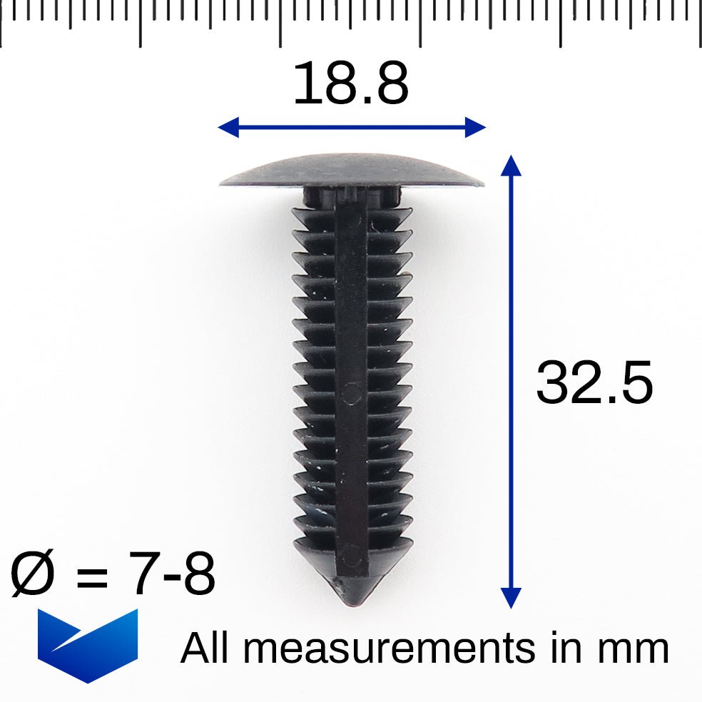 Fir Tree Clip, 7-8mm Hole, 30mm Length, Black - image 2
