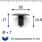 Push Stud Fastener, Black - image 2