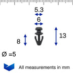 Door Gasket Clip, Round Head, Black - image 2