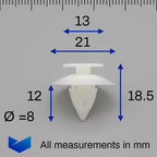 Bumper Cover Clip, White - image 2