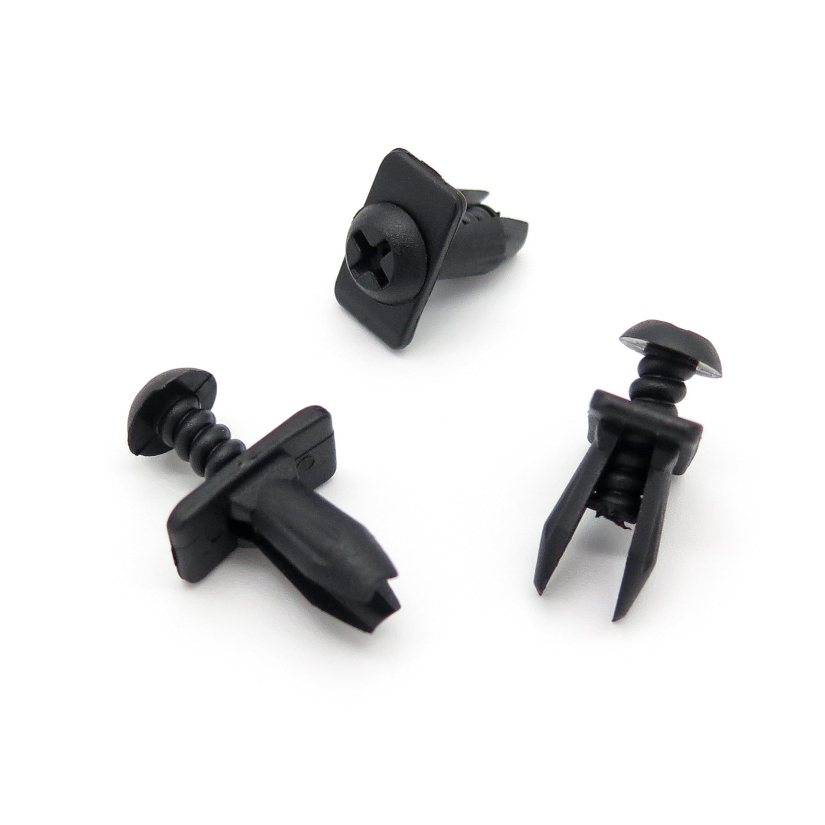 Plastic Fastener, Screw Fit Rivet, Rectangular Collar, Black