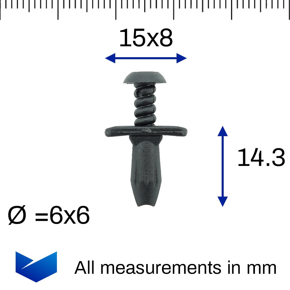 Plastic Fastener, Screw Fit Rivet, Rectangular Collar, Black - image 2