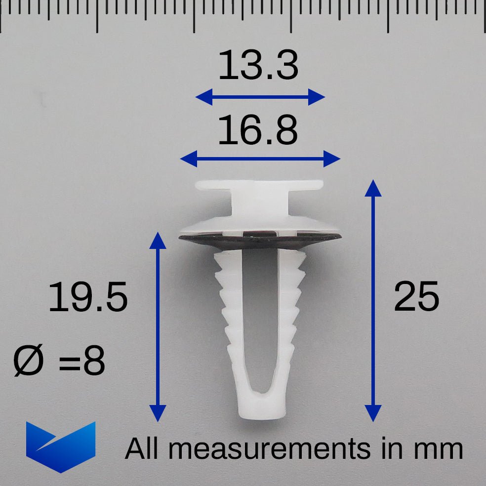Interior Trim Retainer, White with Washer - image 2