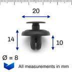 Push Fit Plastic Rivet, 8mm Hole Black - image 2