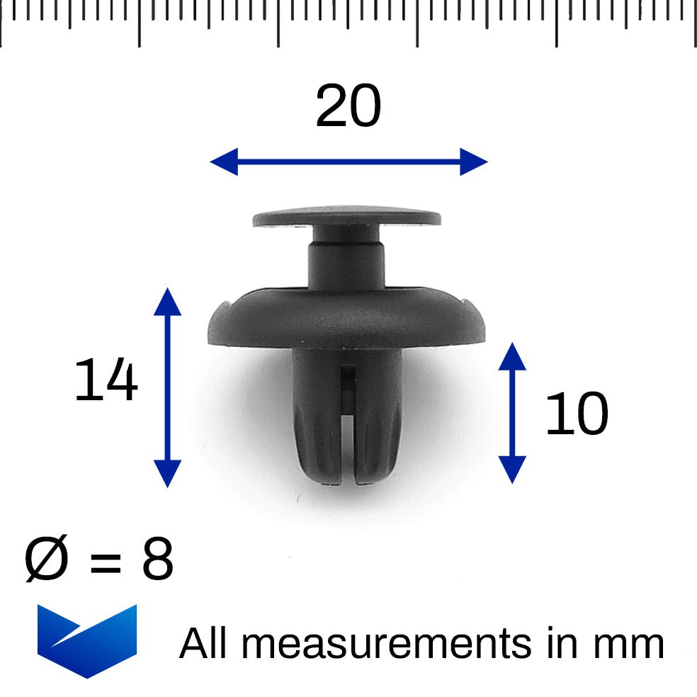 Push Fit Plastic Rivet, 8mm Hole Black - image 2
