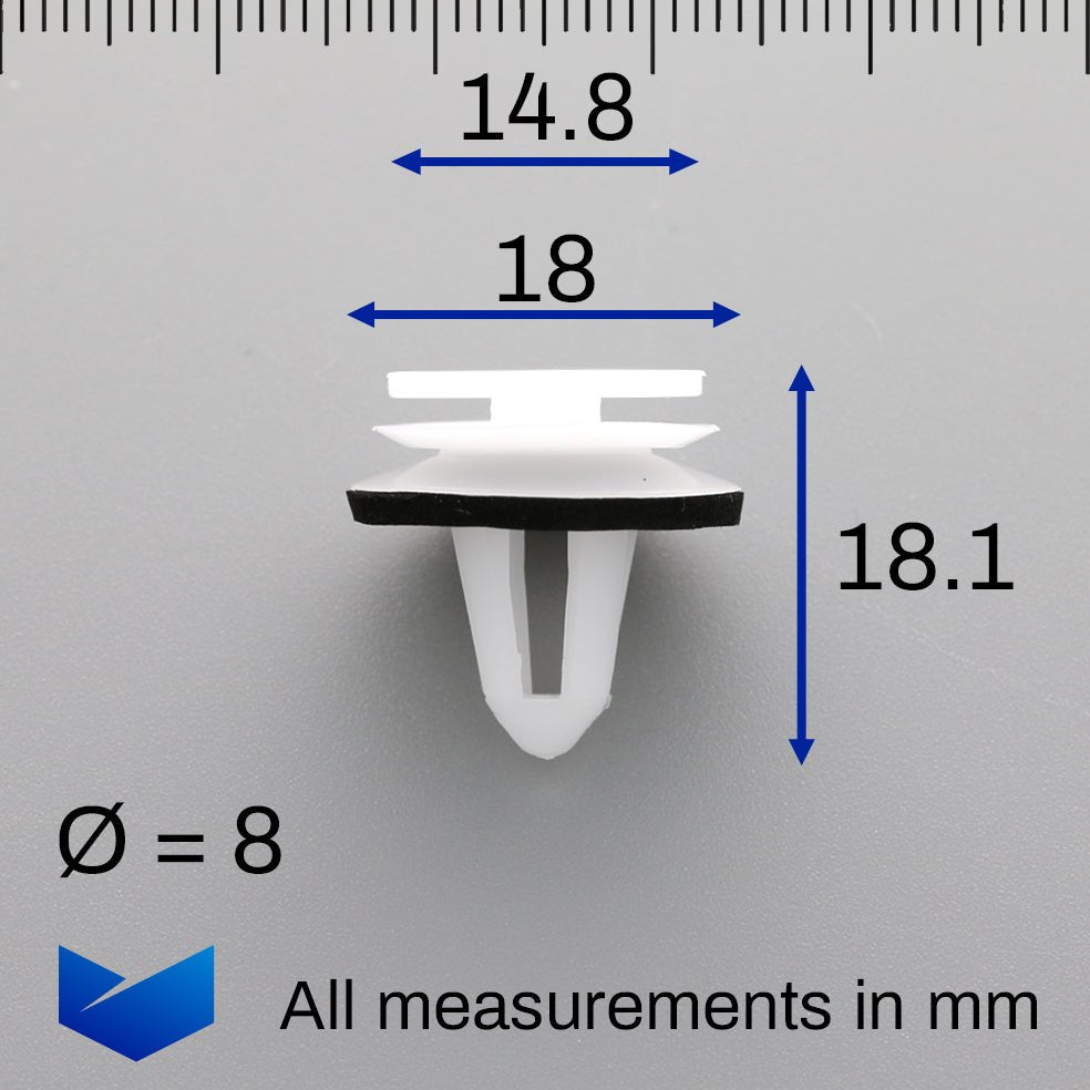 Trim Panel Clip, White with Washer - image 2