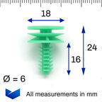 Interior Trim Clip with Fir Tree Shaft, Green - image 2