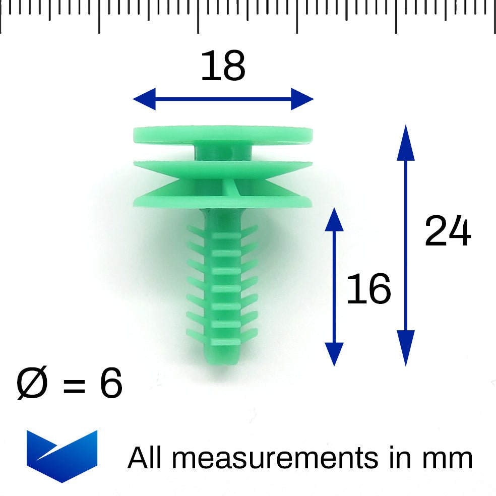 Interior Trim Clip with Fir Tree Shaft, Green - image 2
