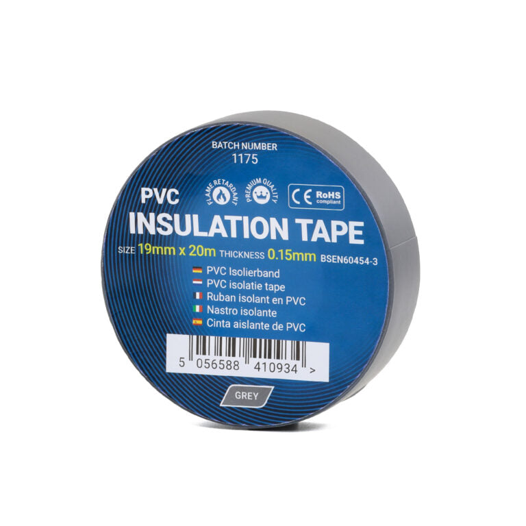 19mm x 20m Grey PVC Insulation Tape - 1 Roll