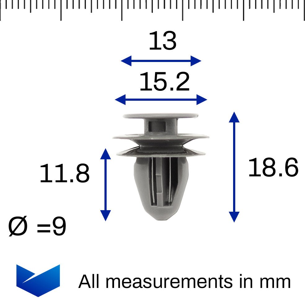 Trim Moulding Clip, 9mm Hole, Grey - image 2