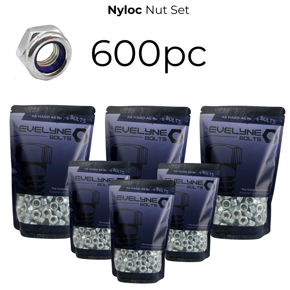 600pc Nyloc Nut Set - [Free Form A Washers - 600pc]