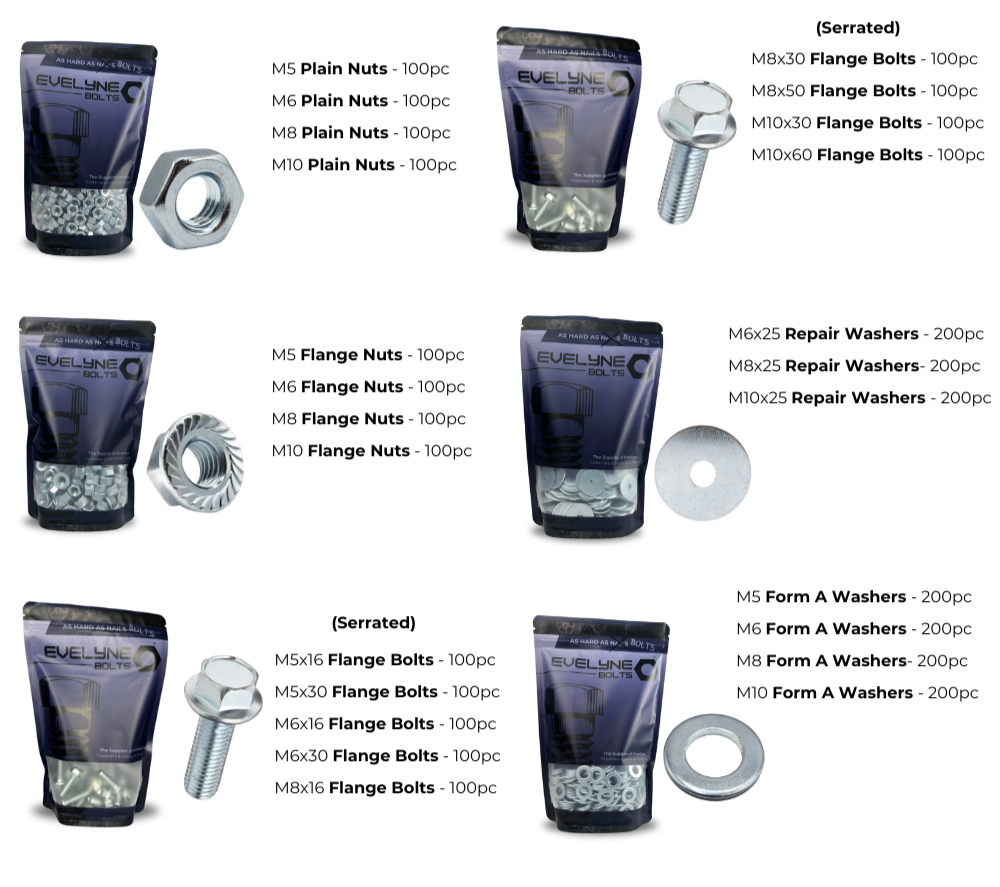 3100pc Nut, Bolt & Washer Pack [Flanged Pack]