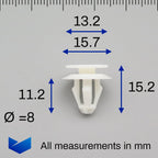Interior Trim Panel Retainer Clip, White - image 2