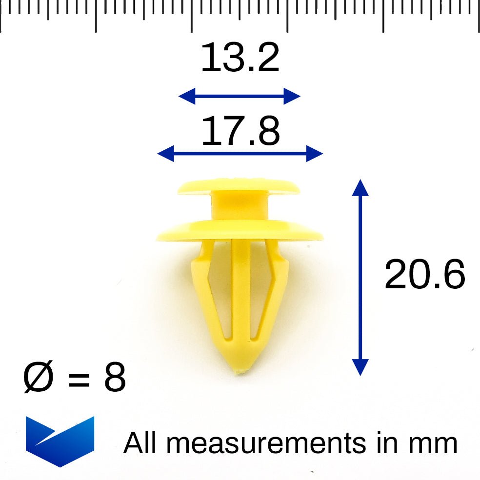 Interior Trim Clip, 8mm Hole, Yellow - image 2