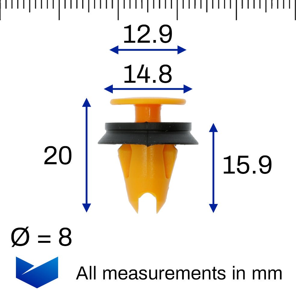 Moulding Clip with Rubber Seal, Orange - image 2
