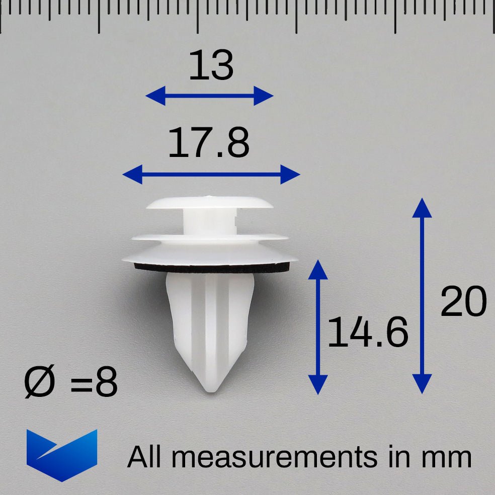 Interior Trim Clip, White with Seal - image 2