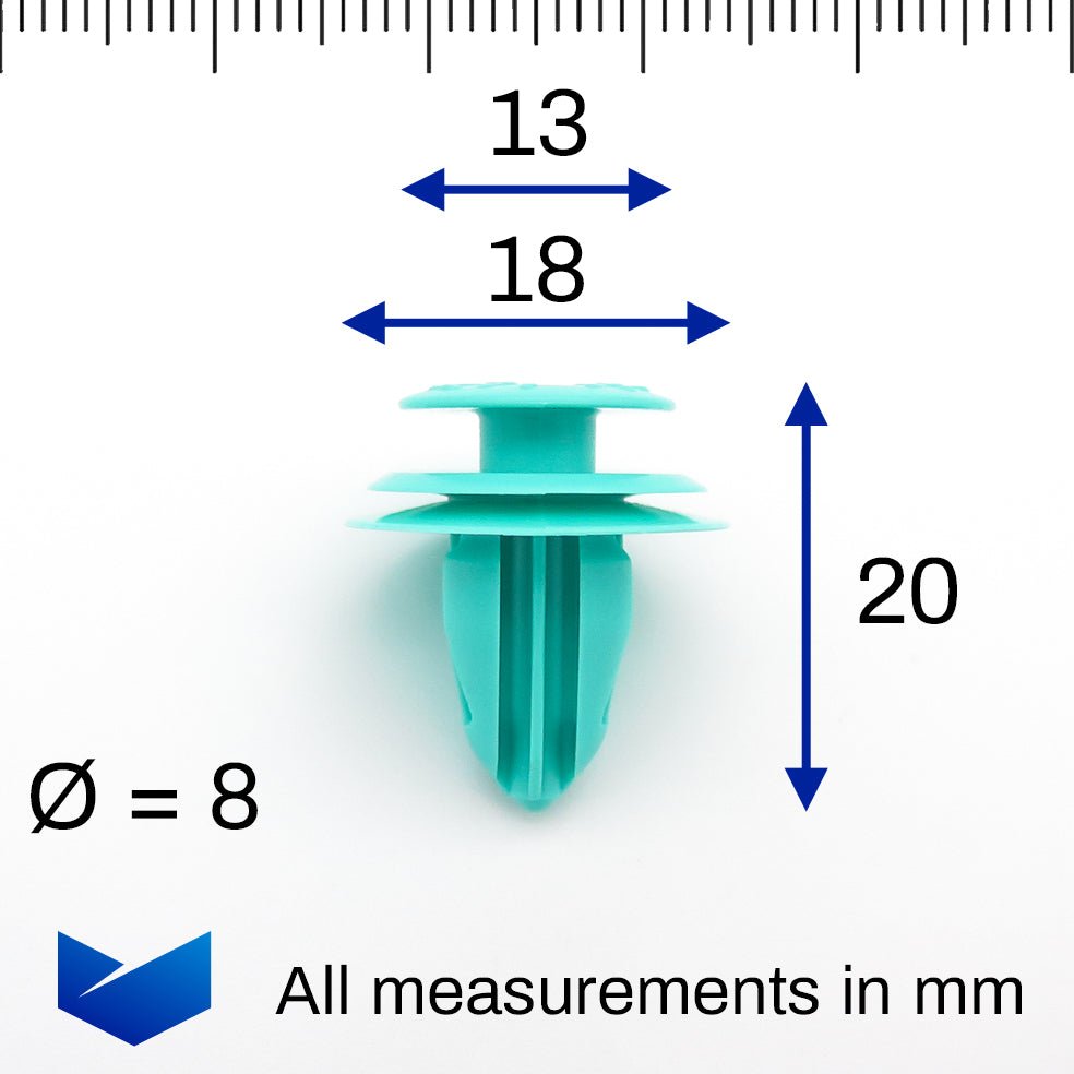 Trim Panel Clip, 8mm Hole, Turquoise - image 2