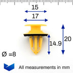 Trim Panel Clip, Yellow with Seal - image 2