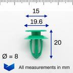 Trim Panel Moulding Clip, Green - image 2