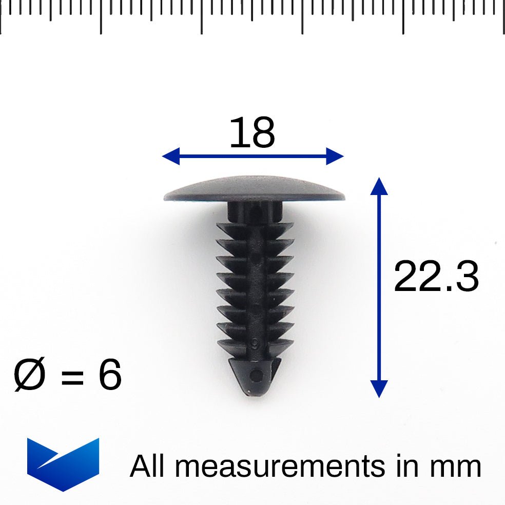 Fir Tree Clip, 7mm Hole, 18mm Head, Black - image 2