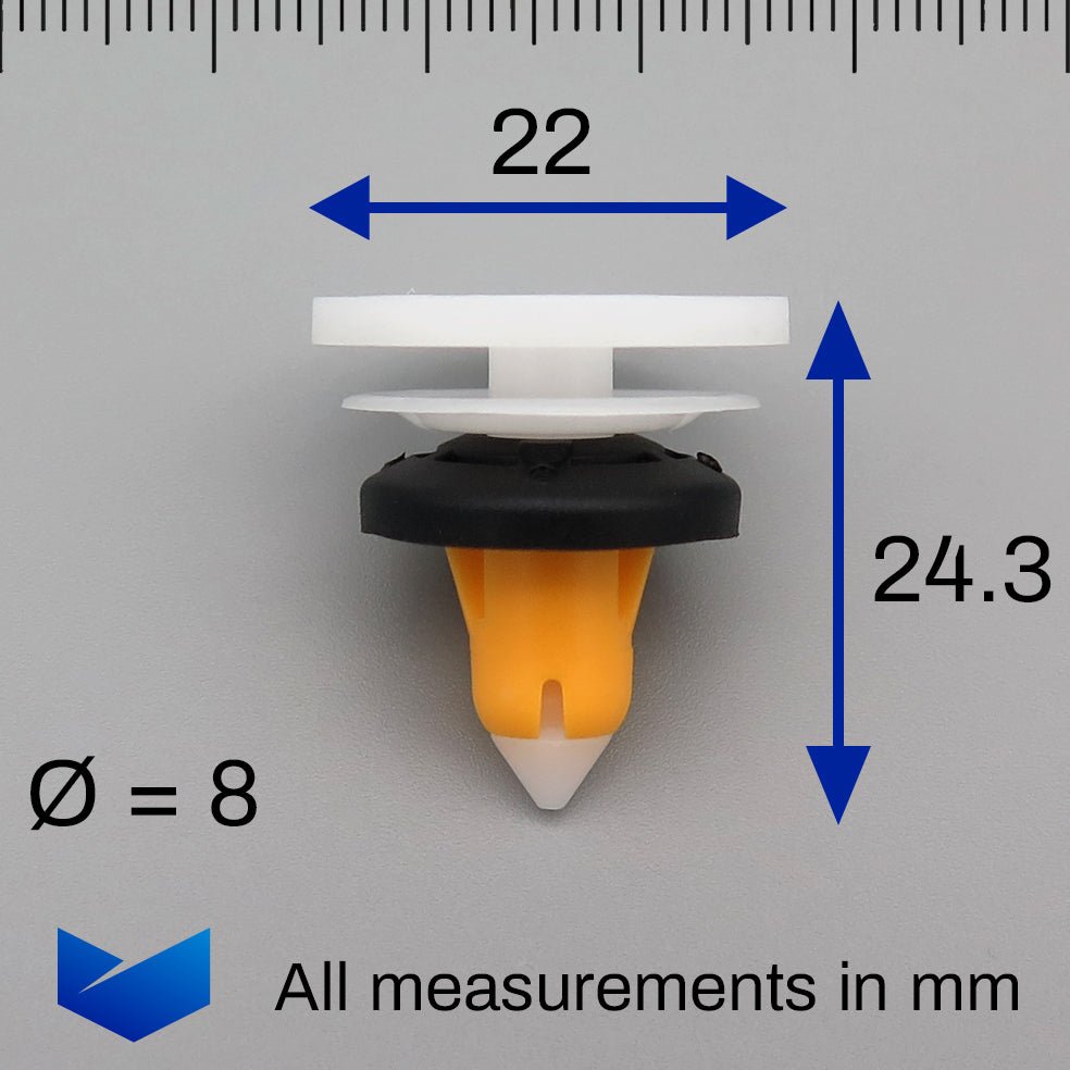 Interior Trim moulding Clip, White / Yellow - image 2