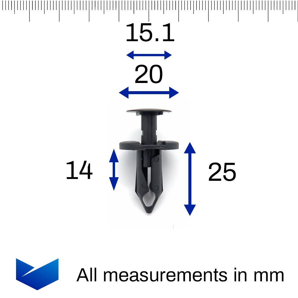 Push Fit Rivet, 8mm Hole, 20mm Collar, Black - image 2