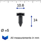 Plastic Fastener, Trim & Moulding Clip, Stud, Small Size - image 2
