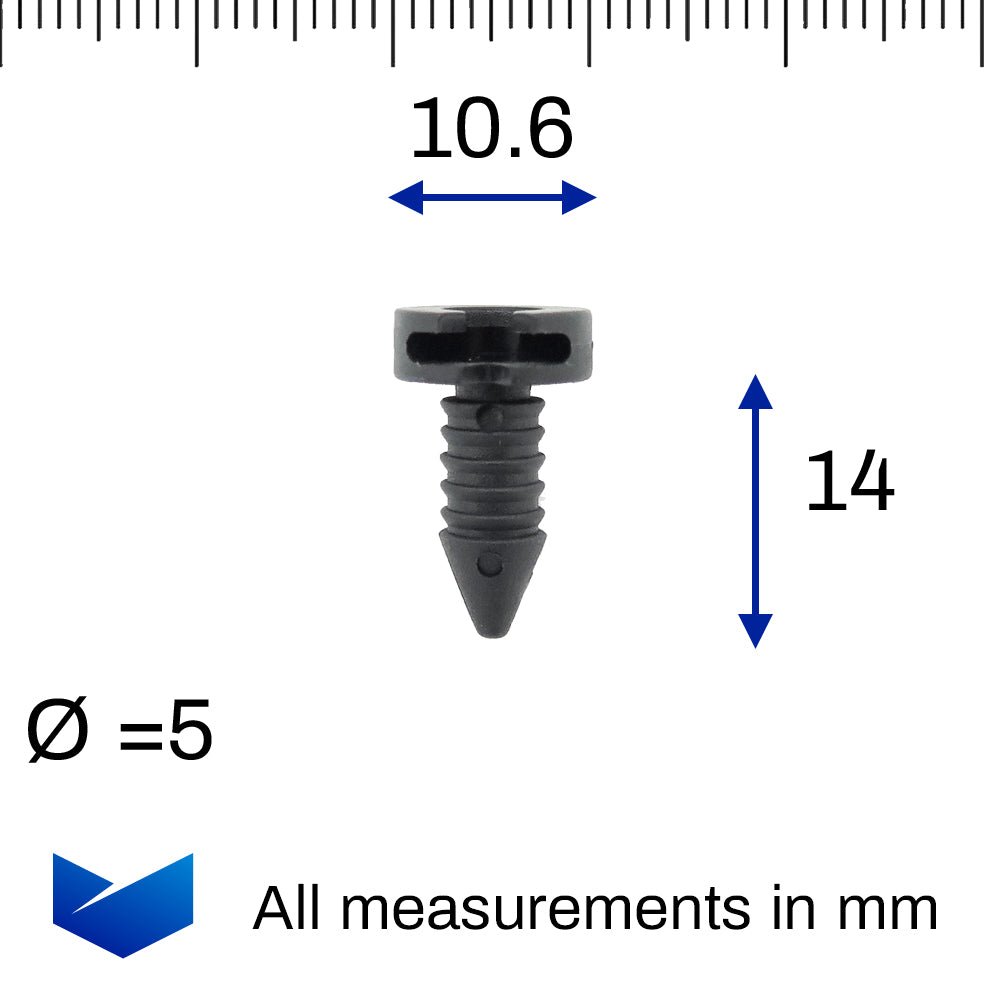 Plastic Fastener, Trim & Moulding Clip, Stud, Small Size - image 2