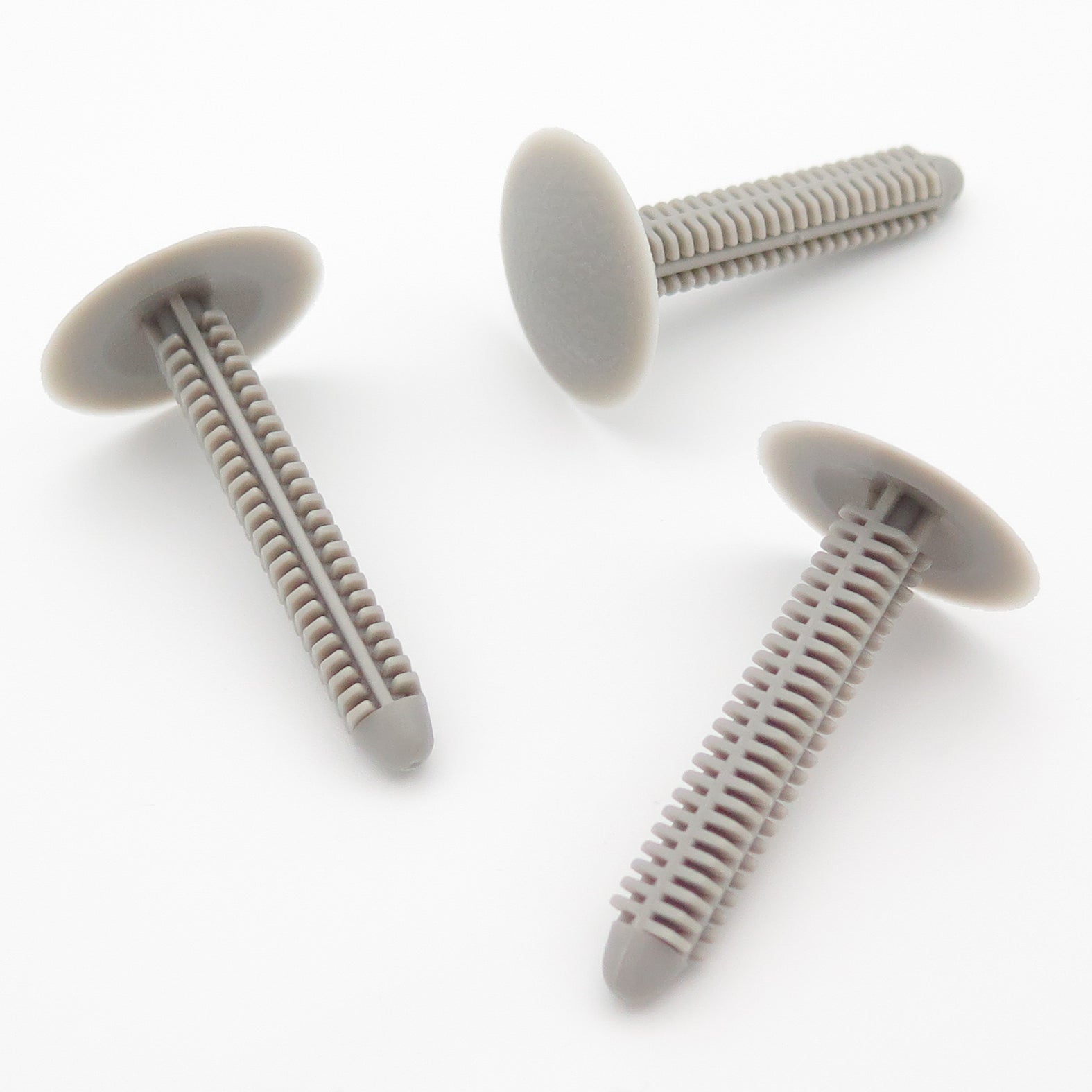 Fir Tree Trim Clip, 8mm Hole, 25mm Head, 46mm Shaft Length, Grey