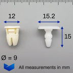 Exterior Body Moulding Clips, White - image 2