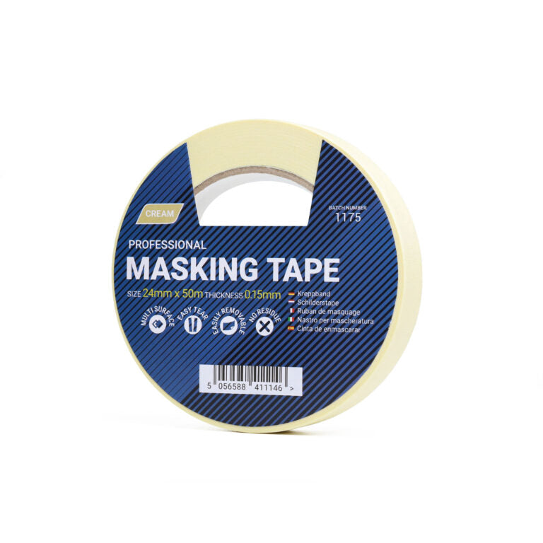 38mm x 50m Cream Masking Tape - 1 Roll