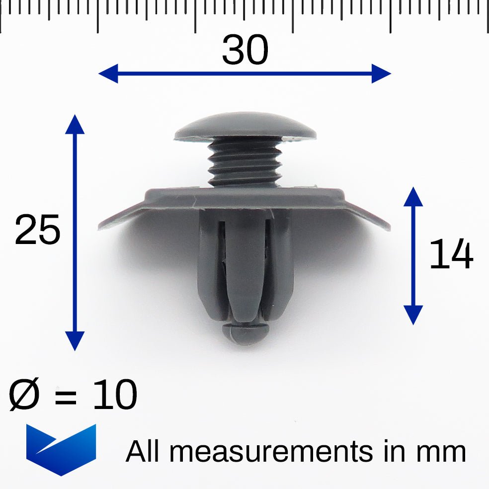 10mm Screw Fit Rivet, Rectangular Collar, Black - image 2