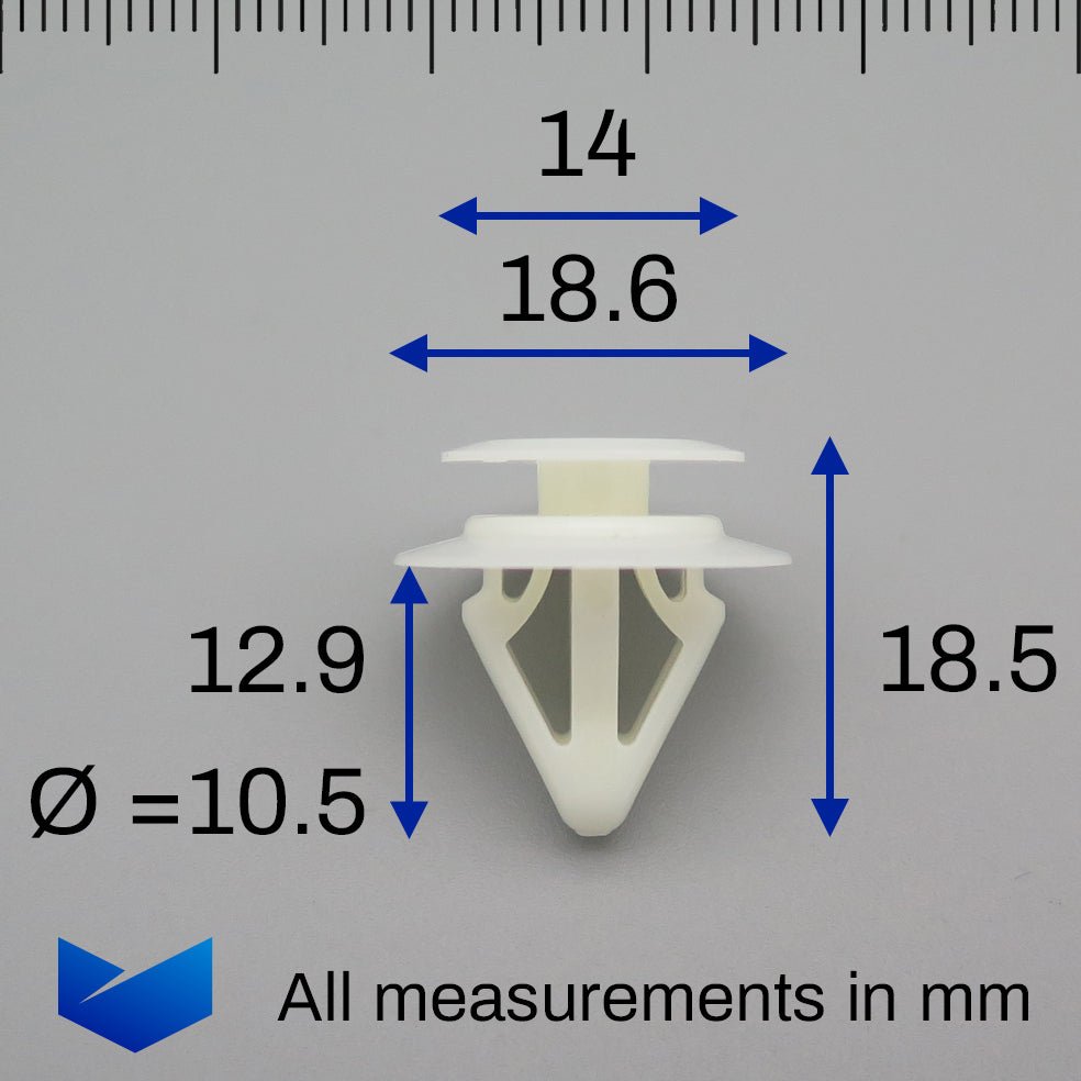 Exterior Side Moulding & Trim Clip, White with Washer - image 2