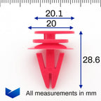 Plastic Fastener, Exterior Moulding Clip, Red - image 2