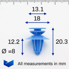 Interior Trim Panel Clips, Blue - image 2