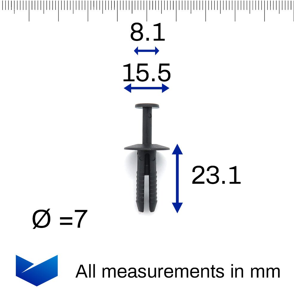 Push Fit Plastic Rivet, 6mm Hole, 16mm Collar - image 2