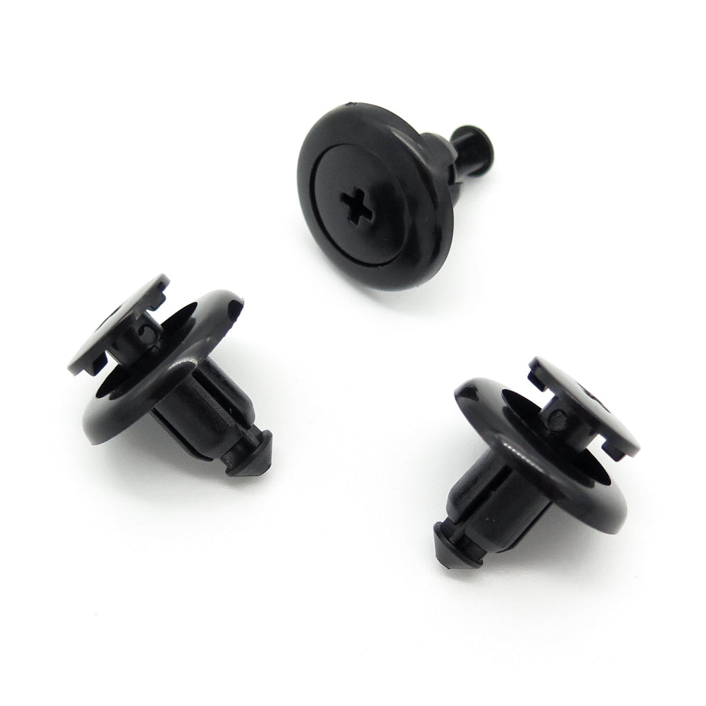 Push Fit Plastic Rivet, 8mm Hole, 20mm Collar, Black, Easy Release