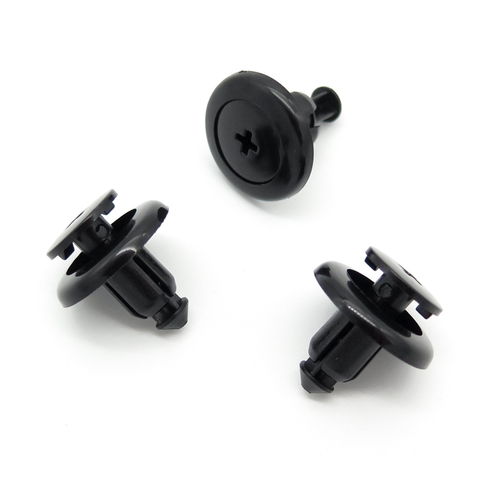 Push Fit Plastic Rivet, 8mm Hole, 20mm Collar, Black, Easy Release