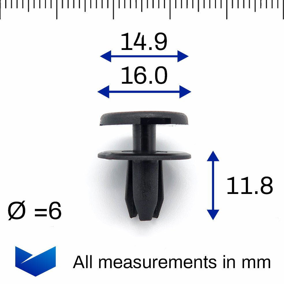 Push Fit Plastic Fastener Clip, 6mm,  Black - image 2
