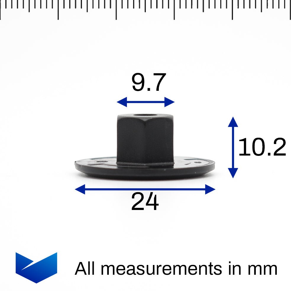 Plastic Nut, 24mm Collar, Black - image 2