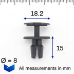 Push Fit Plastic Clip, Rectangular Collar, Black - image 2