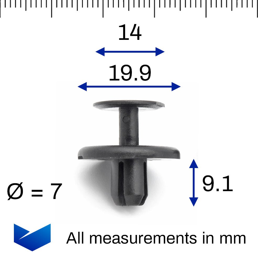7mm Plastic Push Fit Rivet, Black - image 2