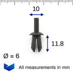 6mm Push Pin Plastic Rivet, Black - image 2