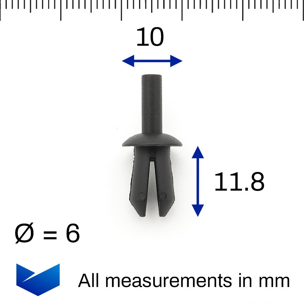6mm Push Pin Plastic Rivet, Black - image 2