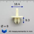 Push Fit Plastic Pin Rivet, White - image 2