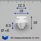 Plastic Fastener, Trim & Moulding Clip, White - image 2