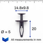 Push Fit Expanding Rivet, Rectangular Collar - image 2