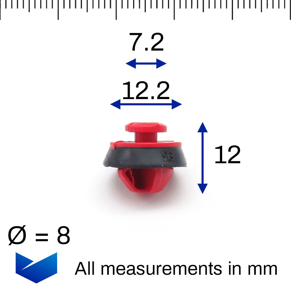 Moulding Clip with Integrated Rubber Seal Washer, Red - image 2